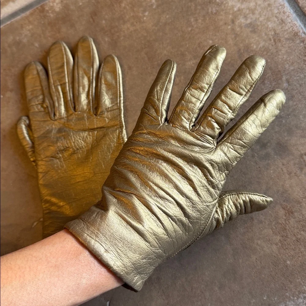 Metallic Bronze Leather Gloves – Genuine Leather - Picture 6 of 16